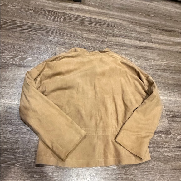 NWOT Max Mara Suede Leather Jacket Silk Lined Brown Tie Waist Italy Size 46 US12 - Picture 8 of 11